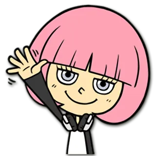 🙋 anime, cartoon, pink hair, girl, waving telegram sticker