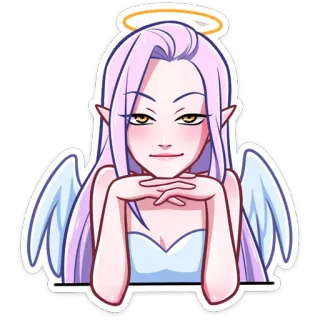 😇 ангел, аниме, мультфильм, девушка, ореол, крылья telegram sticker