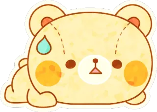 😓 kawaii, lucu, beruang, boneka, keringat, cemas, stiker telegram sticker