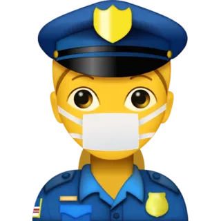 👮‍♀️ polisi, petugas, emoji, masker, seragam, penegakan hukum whatsapp sticker