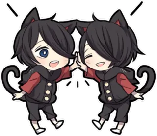✋ 치비, 고양이 귀, 애니메이션, 하이파이브, 귀여운, 카와이, 쌍둥이 telegram sticker