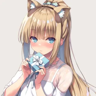 📕 animé, fille chat, mignon, fille, cadeau, cadeau, manga, bleu telegram sticker