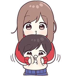 ❤️ hug, anime, cartoon, cute, friendship, love whatsapp sticker