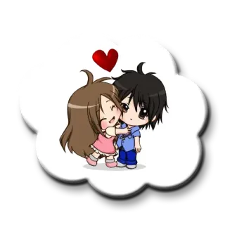 💏 любовь, мультфильм, нежность, объятие, сердце, милый, пара telegram sticker