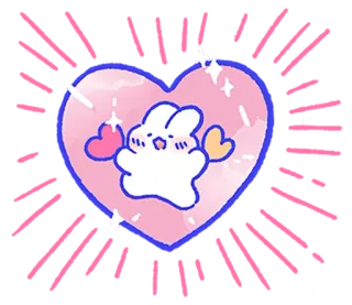 ❤️ kawaii, mignon, coeur, lapin, sticker, dessin animé telegram sticker