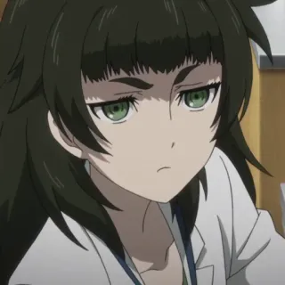 ⚙️ Suzuha Amane Steins;Gate Anime, Garota, Ciência, Jaleco, Sério/a whatsapp sticker