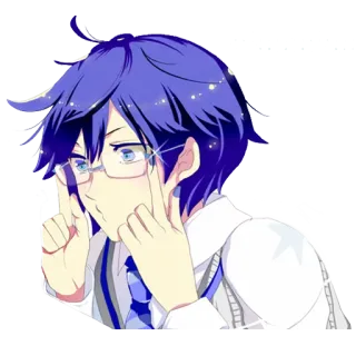 🤓 Anime, Nhân vật, Kính, Con trai, Tóc xanh dương telegram sticker