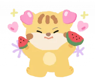 🐯 ハムスター, かわいい, スイカ, カワイイ, ハート, キラキラ whatsapp sticker