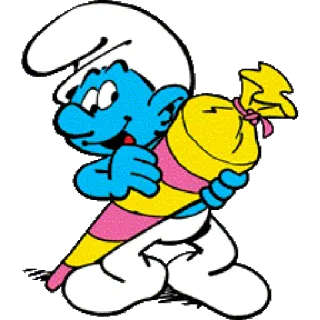 🍬 Smurf สเมิร์ฟ, การ์ตูน, ลูกอม, สีเหลือง, สีน้ำเงิน whatsapp sticker