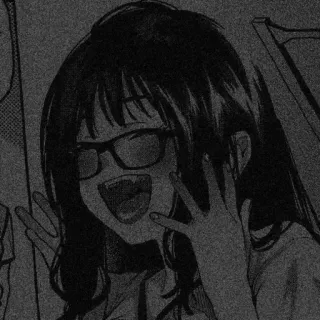 ⛓ anime, girl, eyeglasses, smile, happy telegram sticker