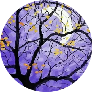 🌳 tree, moon, nature, autumn, night, landscape whatsapp sticker