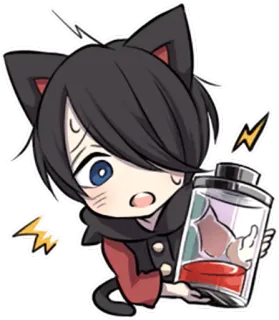 🔋 Anime, Katzenohren, Energie, Batterie, Manga, Cartoon, Sticker telegram sticker