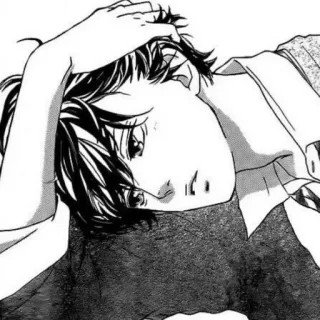 🐱 Anime, Manga, Ragazzo, Ritratto, Bianco e nero telegram sticker