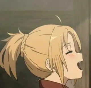 😁 anime, garota, cabelo loiro, rabo de cavalo, desenho animado, fofa telegram sticker