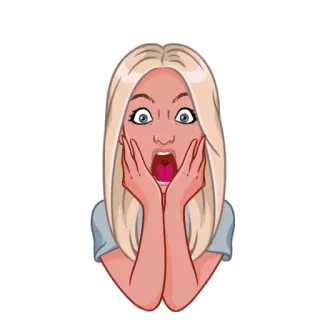 😮 geschrokken, vrouw, cartoon, blond, verrassing, emotioneel, reactie telegram sticker