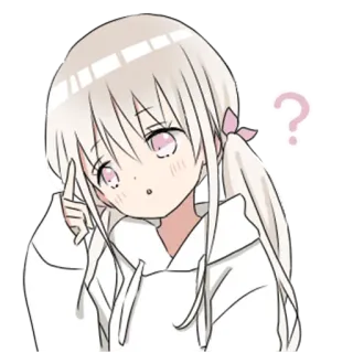 🤔 Аниме, Девушка, Вопросительный знак, Размышление, Любопытный telegram sticker