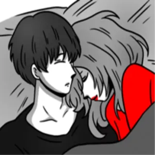 😴 Cartone animato, Coppia, Dormire, Romance telegram sticker