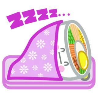 😴 zzzZZZ.... tidur, makanan, imut, kartun, bibimbap whatsapp sticker