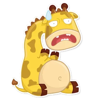 😓 ยีราฟ, การ์ตูน, สัตว์, เหงื่อ, เหนื่อย, กังวล, เศร้า telegram sticker