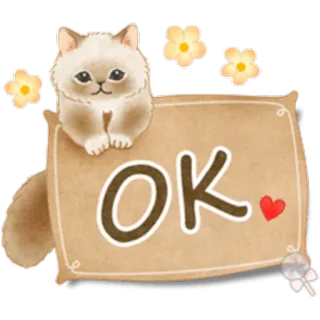 🐱 OK gato, ok, lindo, animal, almohada, flor whatsapp sticker