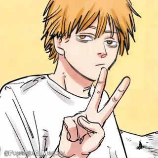 🪚 Denji Chainsaw Man Anime, Manga, Denji, Chainsaw Man, Friedenszeichen telegram sticker