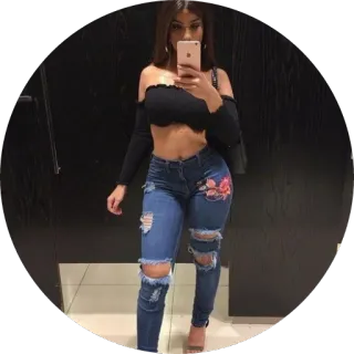 😌 mulher, selfie, jeans, moda, garota, estilo telegram sticker