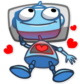 ❤ hoạt hình, robot, trái tim, tình yêu, dễ thương, nhân vật telegram sticker
