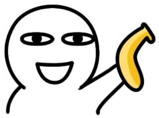 🍌 omino stilizzato, banana, cartone animato, disegno, felice, sorriso telegram sticker