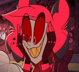 🍾 Alastor Hazbin Hotel demon, radio, hotel, kreskówka, uśmiechnięty telegram sticker