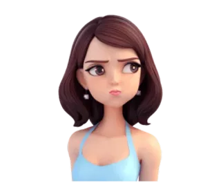 😶 Dibujo animado, Chica, Mujer, Molesta, Disgustada, Puchero telegram sticker