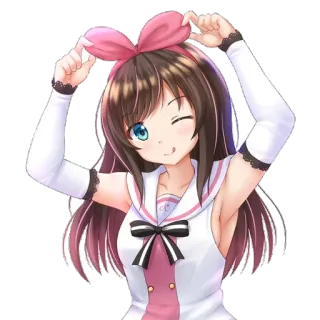 🙆 Kizuna AI ragazza anime, carina, youtuber virtuale, Kizuna Ai, fiocco, kawaii telegram sticker