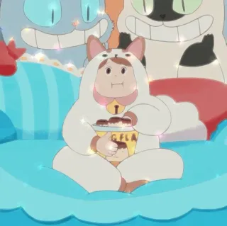 🥯 BIG FLA Anime, Kawaii, Carino, Snack, Gatto, Pigiama telegram sticker