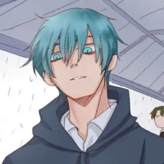 🦕 Anime, Cartoon, Figur, blaue Haare, Porträt whatsapp sticker