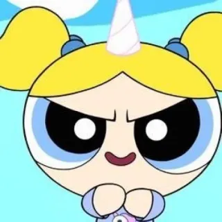 🙂 Bubbles Powerpuff Girls desenho animado, Bubbles, As Meninas Superpoderosas, unicórnio, animado telegram sticker