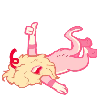 👍 Desenho animado, Monstro, Criatura, Polegar para cima, Rosa, Engraçado, Fofo whatsapp sticker