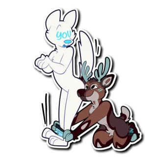 😱 you animal, dessin animé, personnage, autocollant, cerf telegram sticker