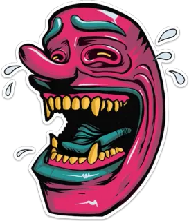 😂 assustador, monstro, rindo, rosto, dentes, adesivo telegram sticker