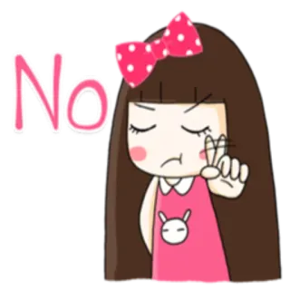 🔛 No Dessin animé, Fille, Non, Négatif telegram sticker
