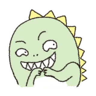 🙄 dinosaurio, dibujos animados, lindo, divertido, monstruo, reptil, animal, verde telegram sticker