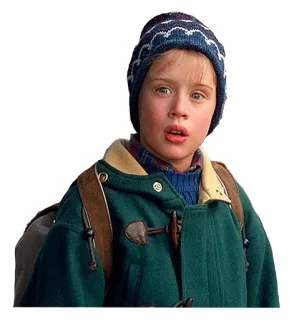 😧 Kevin McCallister Home Alone criança, menino, inverno, chapéu, casaco, filme, natal, esqueceram de mim whatsapp sticker