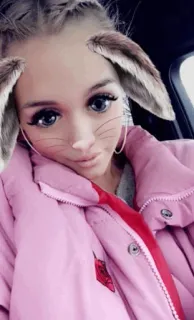 ☁️ Selfie, Tai thỏ, Bộ lọc Snapchat, Phụ nữ, Dễ thương, Chân dung telegram sticker