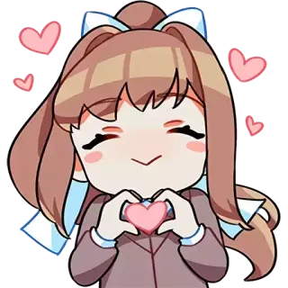 😘 Monika Doki Doki Literature Club! 动漫, 可爱, 心, 爱, 女孩, Q版 whatsapp sticker
