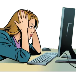 👩‍💻 frustration, ordinateur, problème, stress, travail, femme telegram sticker