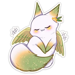 😊 rubah, hewan, lucu, sayap, kawaii, kartun, malaikat, stiker telegram sticker