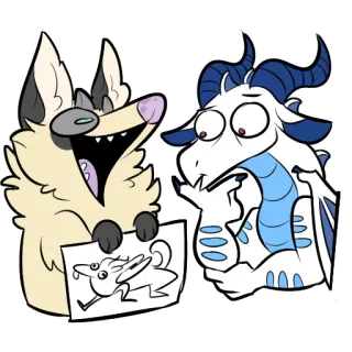 ✏ 卡通, 狗, 龙, 动物, 绘画 telegram sticker