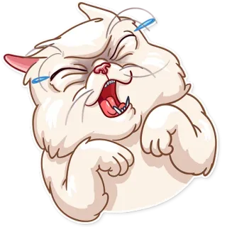 😂 gato, enojado, gritando, dibujos animados, animal, mascota, blanco, llorando telegram sticker