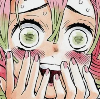 💗 Mitsuri Kanroji Demon Slayer Anime, Demon Slayer, Mitsuri Kanroji, scioccato, Manga whatsapp sticker
