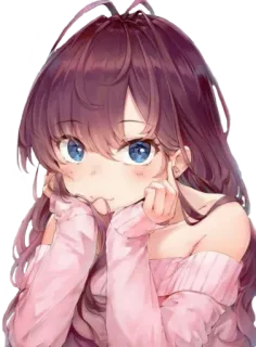 👀 อนิเมะผู้หญิง, น่ารัก, สีชมพู, ดิจิทัลอาร์ต, การ์ตูน, ภาพประกอบ telegram sticker
