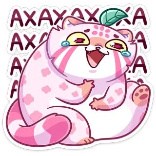 😀 AXAXAXAXA kot, kreskówka, uroczy, różowy, zwierzę, naklejka, szczęśliwy, śmiejący się whatsapp sticker