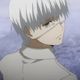 🇦🇴 Ken Kaneki Tokyo Ghoul Anime, Capelli Bianchi, Ghoul, Benda sull'occhio, Ken Kaneki, Tokyo Ghoul telegram sticker